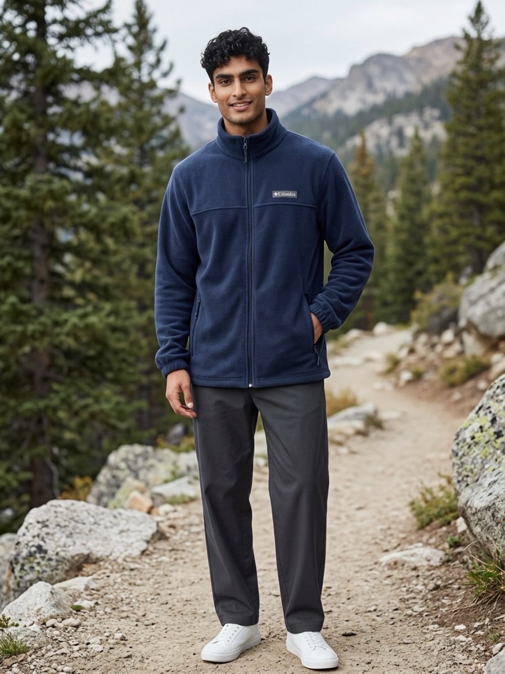 Columbia Navy Full-Zip Lightweight Fleece Jacket